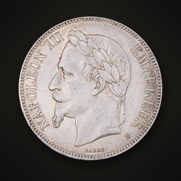Pièce de 5 francs Napoléon III de 1870 frappée à Strasbourg