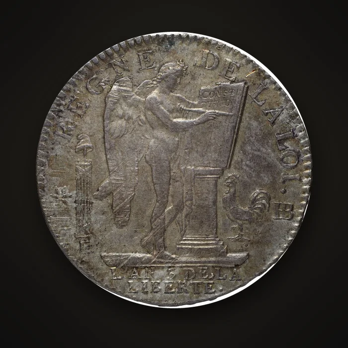 Revers d'un écu constitutionnel de 1793 au Génie, frappé à Strasbourg