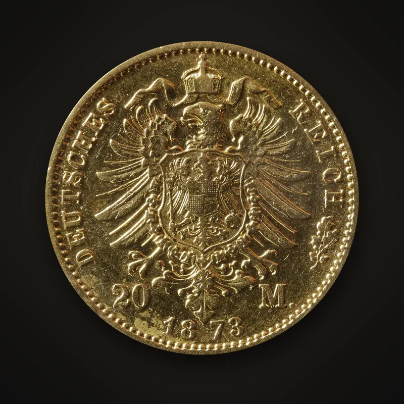 20 marks or de 1873, revers à l'aigle impérial