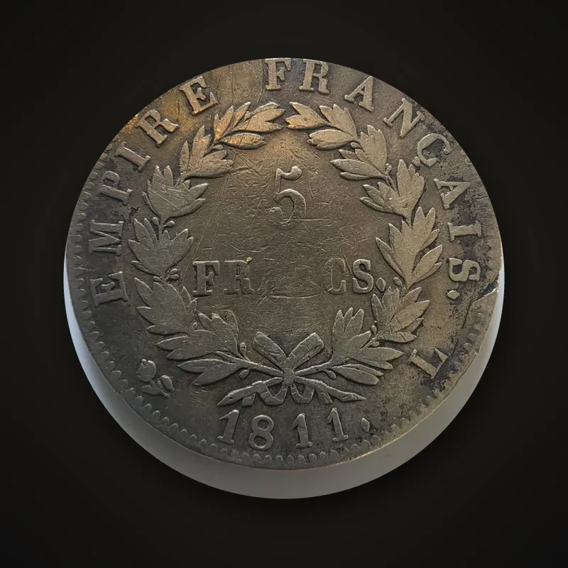 Écu de 5 francs en argent de 1811, revers « Empire français »