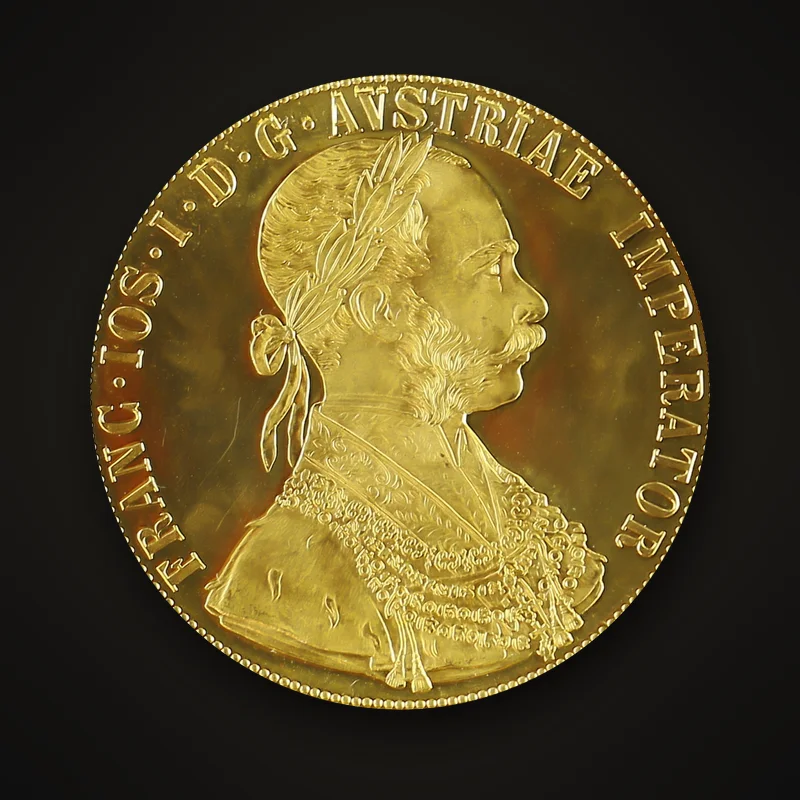 4 ducats or autrichien 1915 (refrappe), avers : buste lauré de François-Joseph